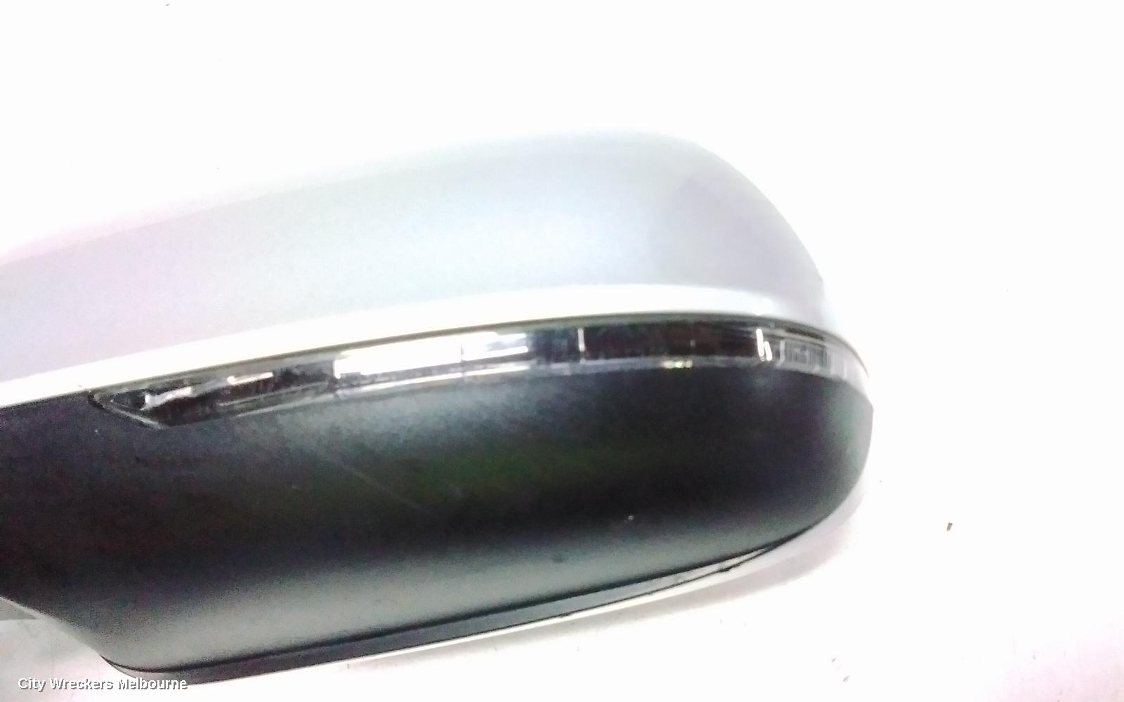 AUDI A4 LEFT DOOR MIRROR, B8 8K, A4/S4, MANUAL FOLD, NO LANE CHANGE ASSIST TYPE, 2 PLUG (6/2 WIRE), 05/2009 - 01/2016
