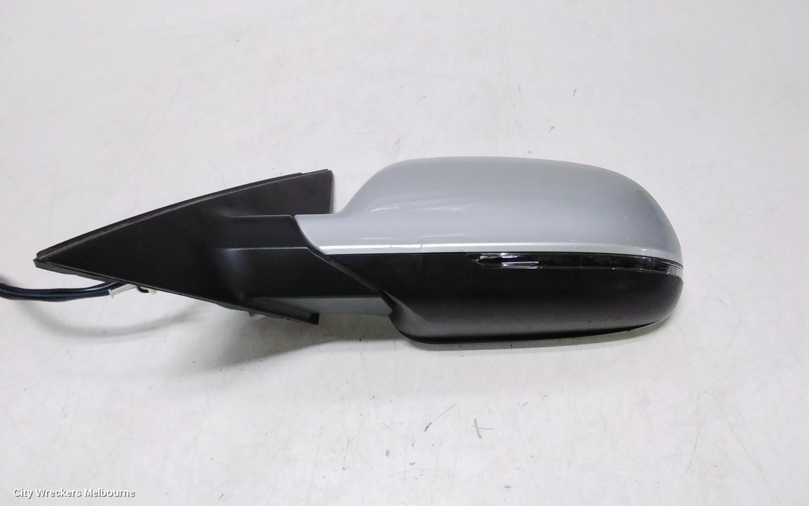 AUDI A4 LEFT DOOR MIRROR, B8 8K, A4/S4, MANUAL FOLD, NO LANE CHANGE ASSIST TYPE, 2 PLUG (6/2 WIRE), 05/2009 - 01/2016