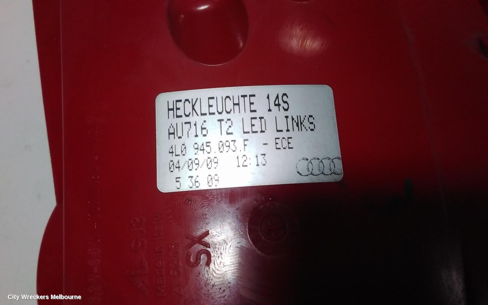 AUDI Q7 LEFT TAILLIGHT, 4L, IN TAILGATE, 10/2009 - 08/2015