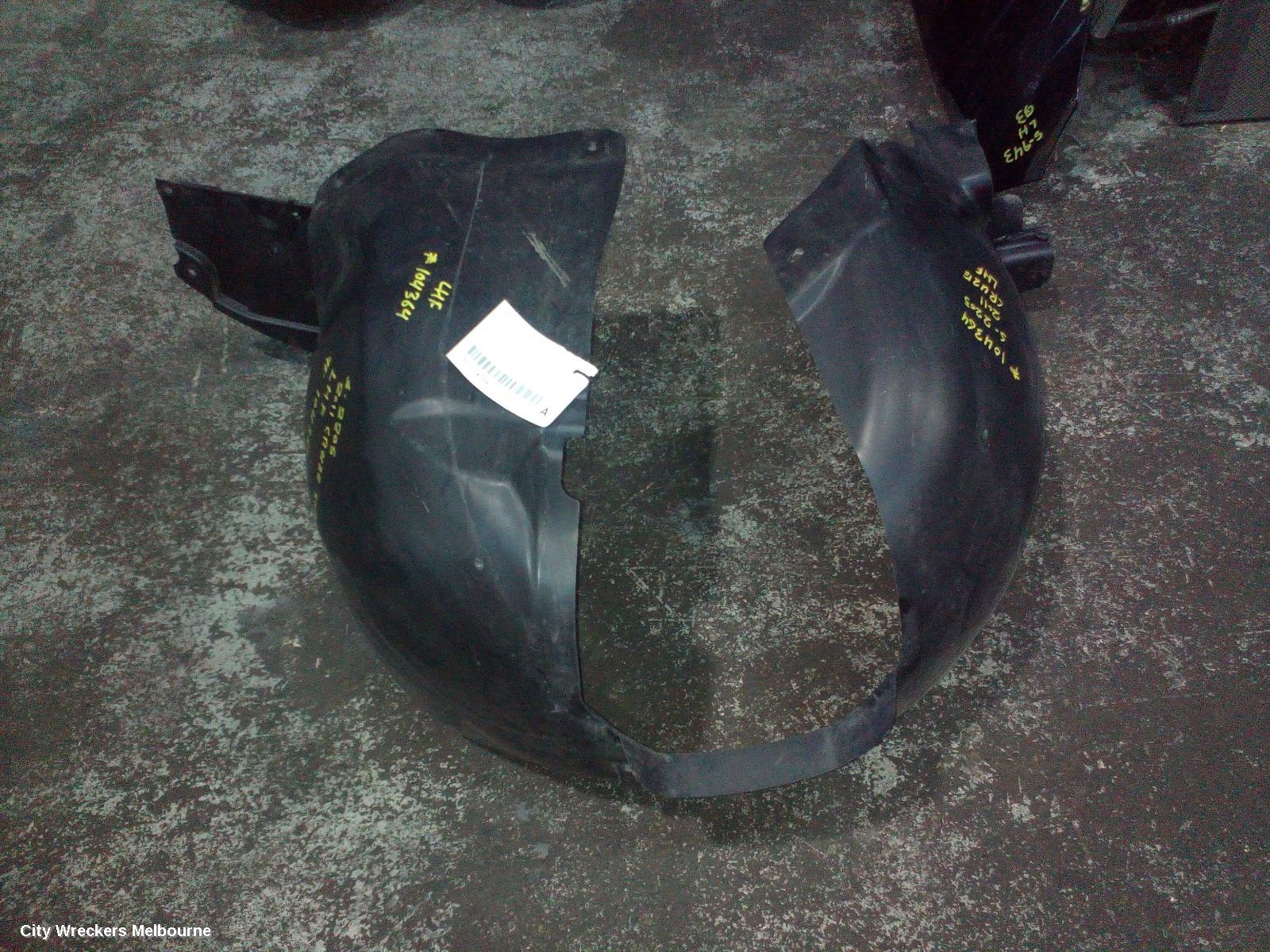 HOLDEN CRUZE LEFT GUARD LINER, FRONT, JH, SEDAN/HATCH, 03/2011 - 01/2017