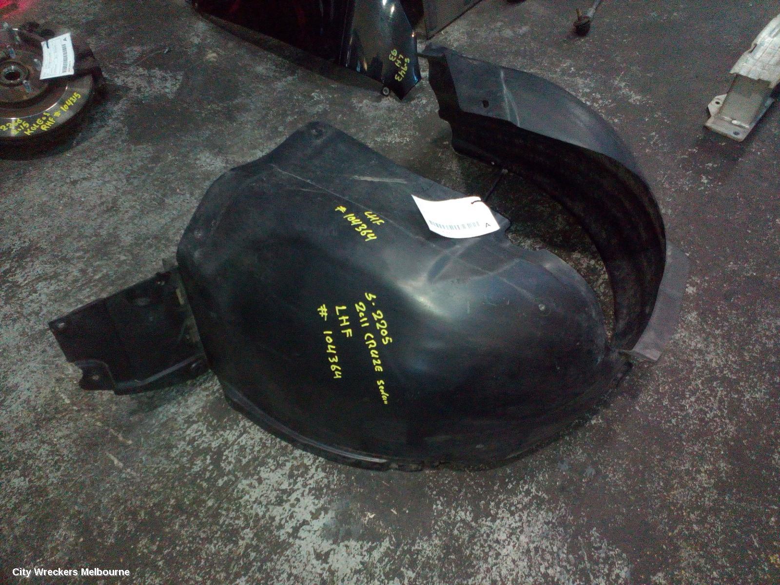 HOLDEN CRUZE LEFT GUARD LINER, FRONT, JH, SEDAN/HATCH, 03/2011 - 01/2017