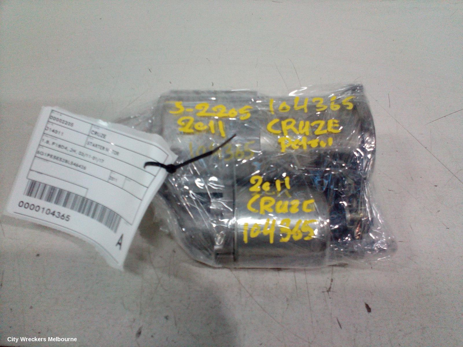 HOLDEN CRUZE STARTER, 1.8, F18D4, JH, 03/2011 - 01/2017
