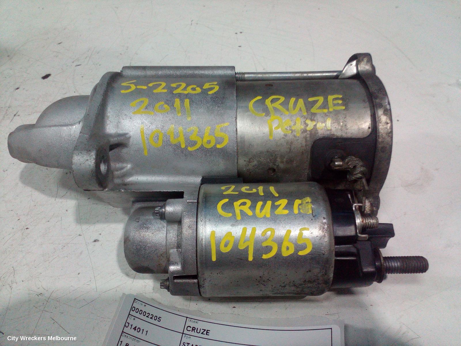 HOLDEN CRUZE STARTER, 1.8, F18D4, JH, 03/2011 - 01/2017