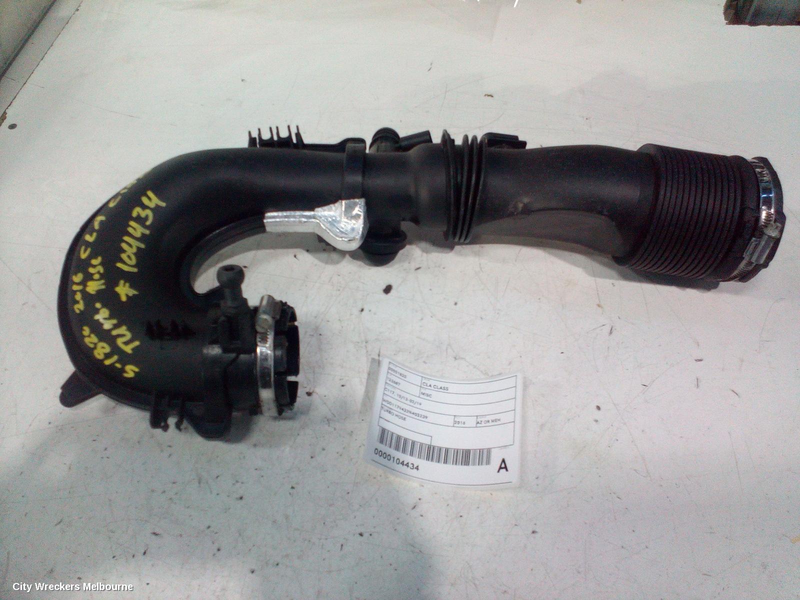 MERCEDES CLA CLASS, C117, 10/2013 - 02/2019, TURBO HOSE: 104434