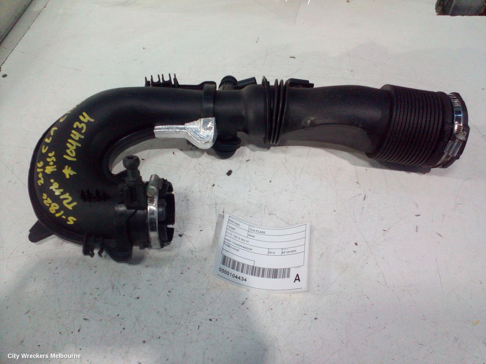 MERCEDES CLA CLASS, C117, 10/2013 - 02/2019, TURBO HOSE: 104434