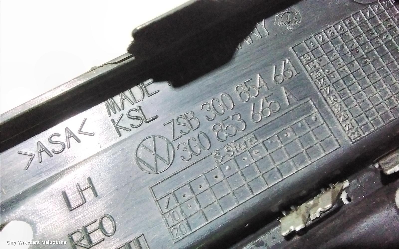 VOLKSWAGEN PASSAT LEFT INDICATOR/FOG/SIDE, B8/MK7, BUMPER FOGLAMP, STANDARD TYPE, 06/2015 - 10/2019