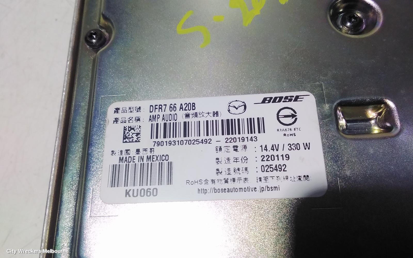 MAZDA CX30 RADIO/CD/DVD/SAT/TV, AMPLIFIER, NON PREMIUM TYPE, DM, 10/2019 ONWARDS