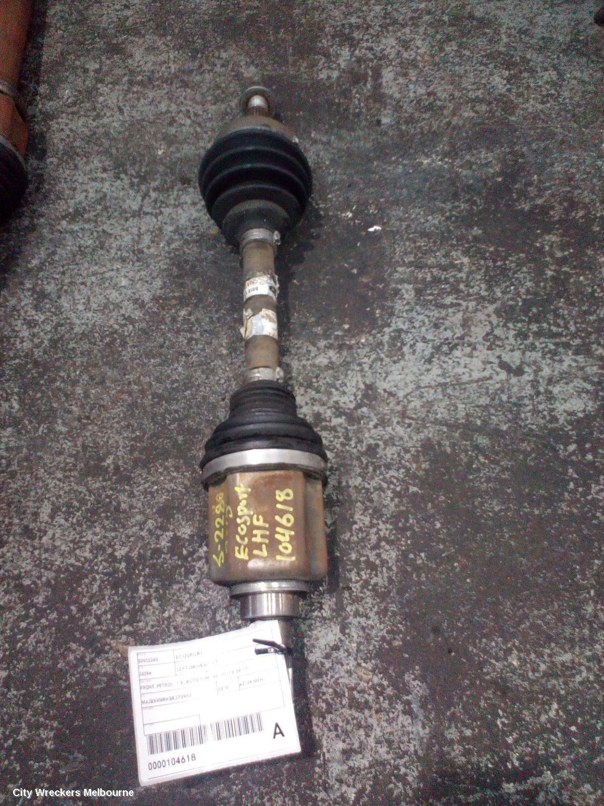 FORD ECOSPORT LEFT DRIVESHAFT, FRONT, PETROL, 1.5, AUTO T/M, BK, 11/2013 - 09/2017