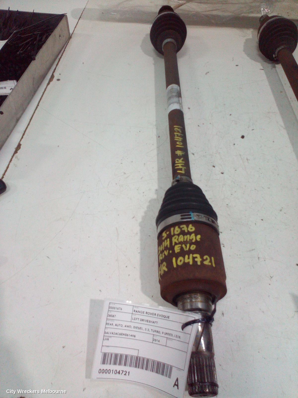 LAND ROVER RANGEROVER EVOQUE LEFT DRIVESHAFT, REAR, EFFICIENT DRIVELINE, L538, 11/2011 - 01/2019