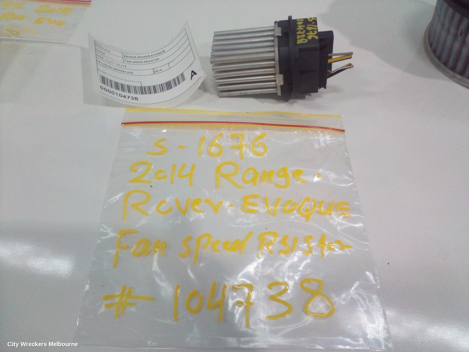 LAND ROVER RANGEROVER EVOQUE FAN SPEED RESISTOR, L538, SINGLE PLUG, 11/2011 - 01/2019