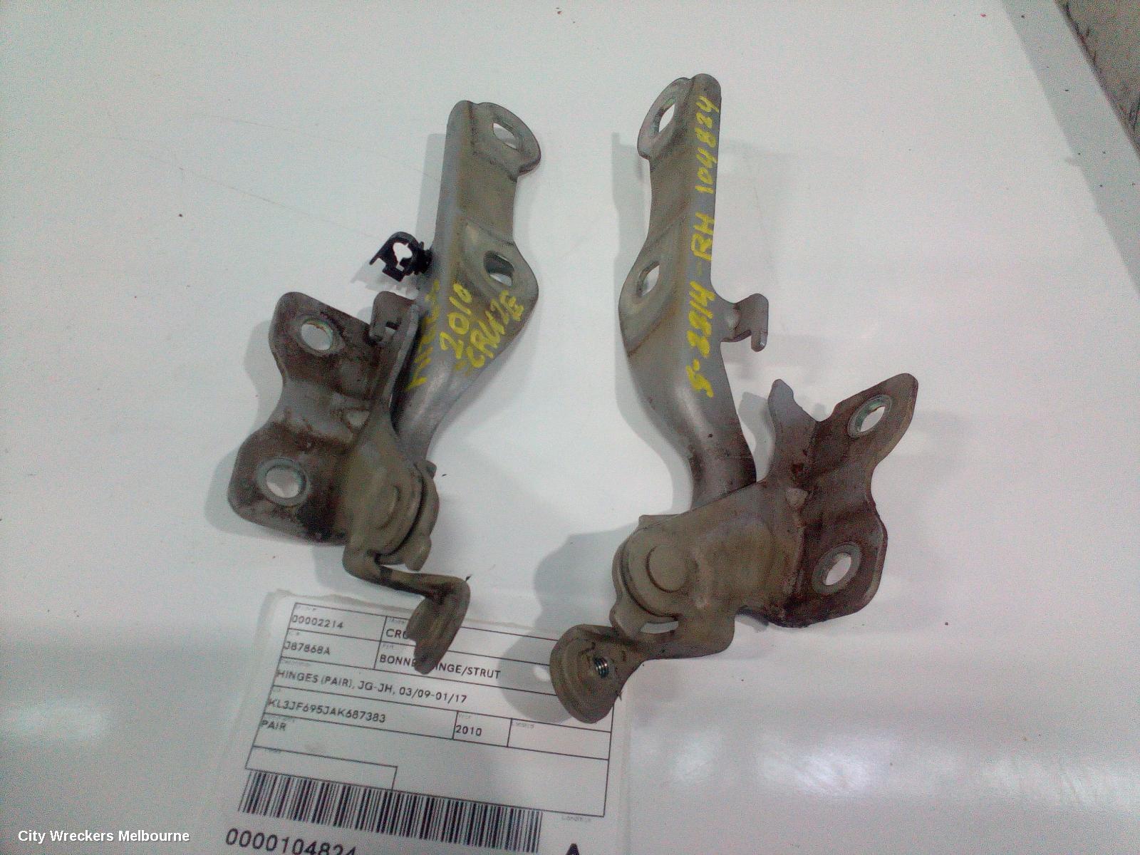 HOLDEN CRUZE BONNET HINGE/STRUT, HINGES (PAIR), JG-JH, 03/2009 - 01/2017