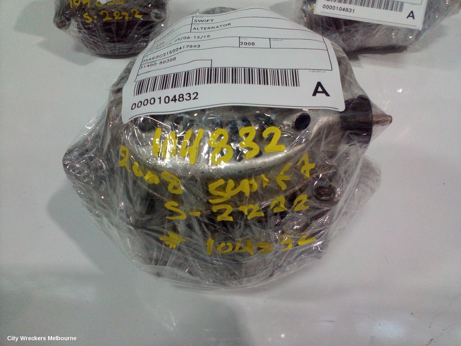 SUZUKI SWIFT ALTERNATOR, 1.6, RS416, 09/2006 - 12/2010