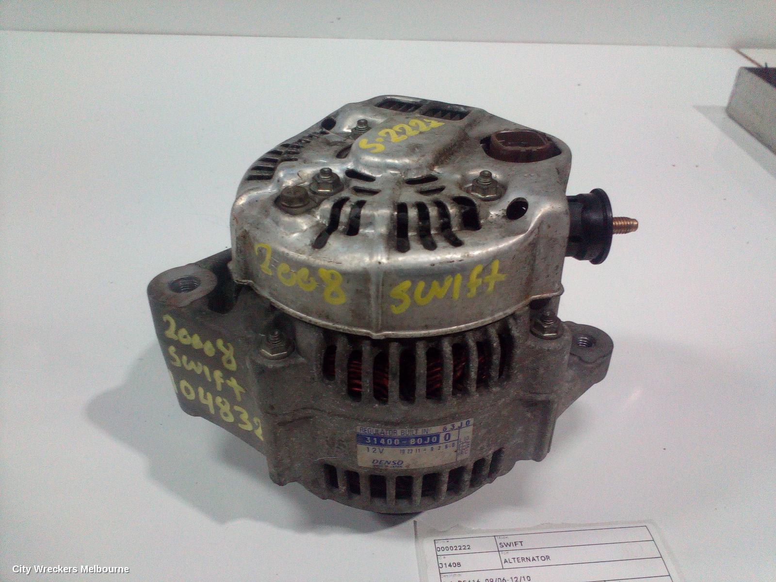 SUZUKI SWIFT ALTERNATOR, 1.6, RS416, 09/2006 - 12/2010