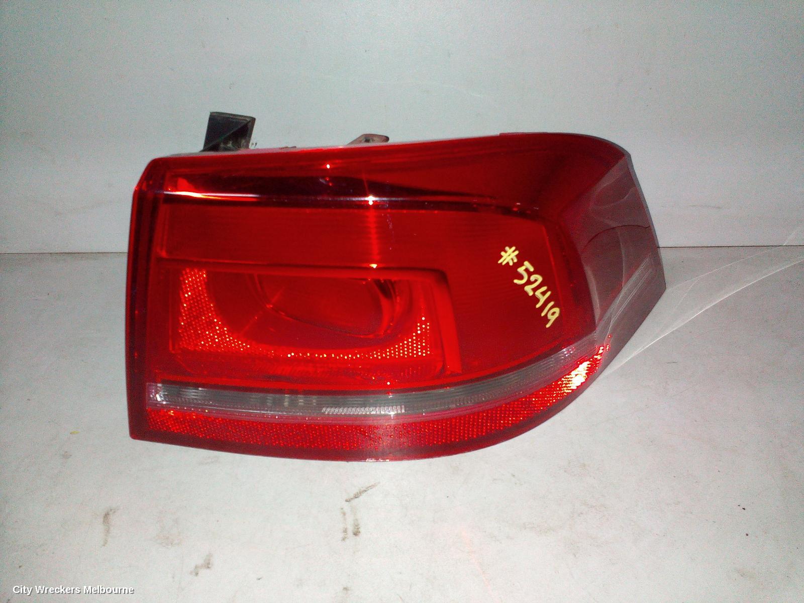 VOLKSWAGEN PASSAT LEFT TAILLIGHT, 3C/MK6 B7, SEDAN, NON LED TYPE, 09/2010 - 05/2015