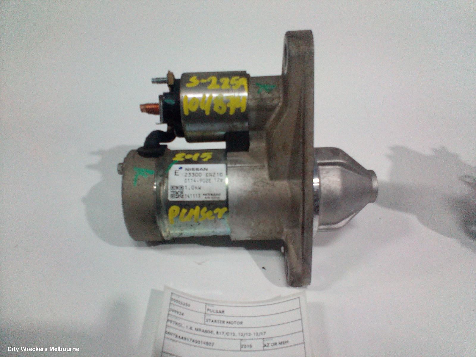 NISSAN PULSAR STARTER, PETROL, 1.8, MRA8DE, B17/C12, 12/2012 - 12/2017