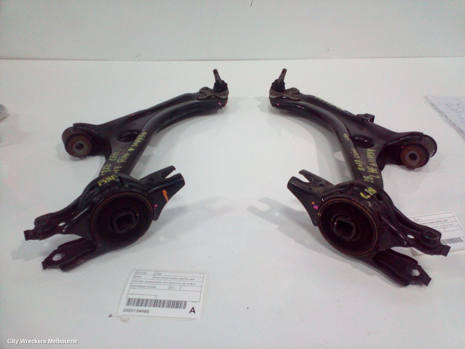 HONDA CIVIC RIGHT FRONT LOWER CONTROL ARM, 10TH GEN, SEDAN/HATCH, VTI-L/RS/VTI-LX, 05/2016 - 08/2021