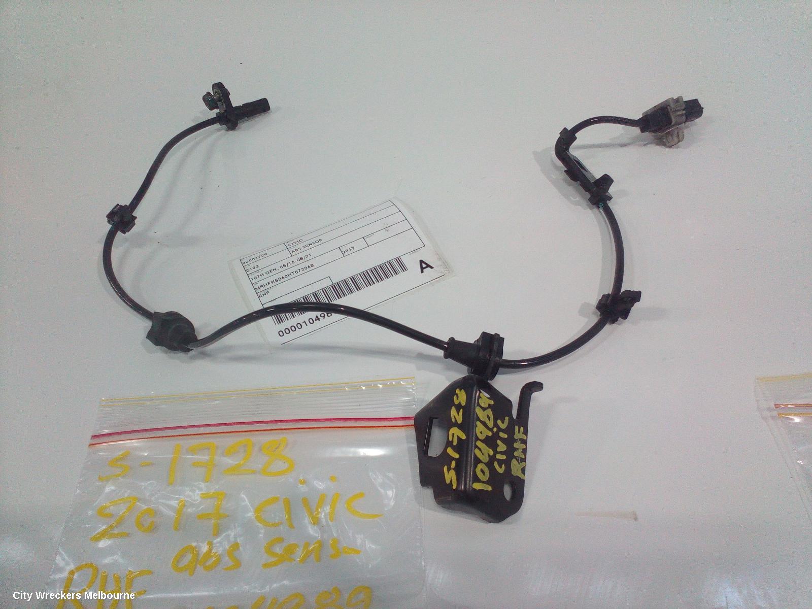 HONDA CIVIC ABS SENSOR, 10TH GEN, RH FRONT, 05/2016 - 08/2021