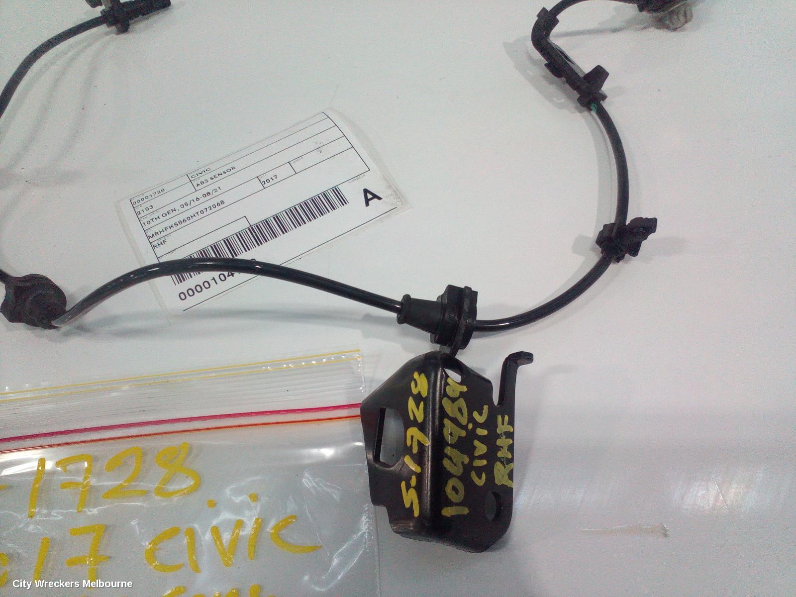 HONDA CIVIC ABS SENSOR, 10TH GEN, RH FRONT, 05/2016 - 08/2021