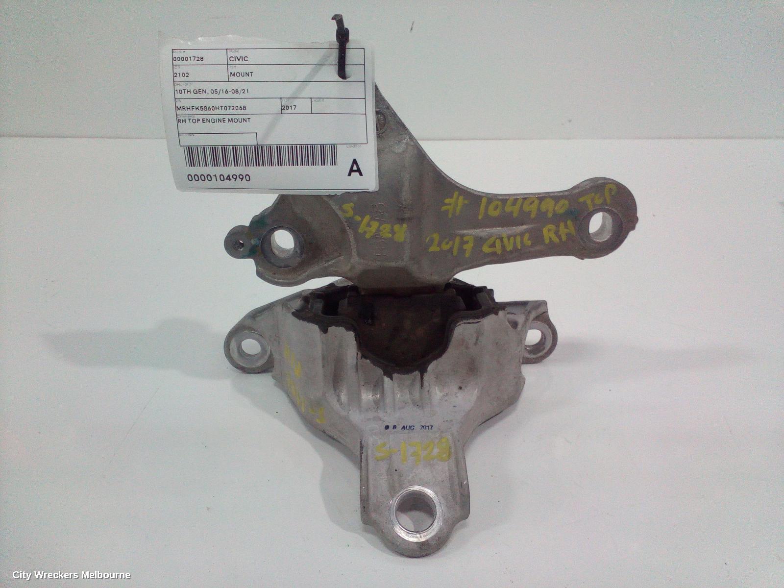 HONDA CIVIC MOUNT, 10TH GEN, 05/2016 - 08/2021