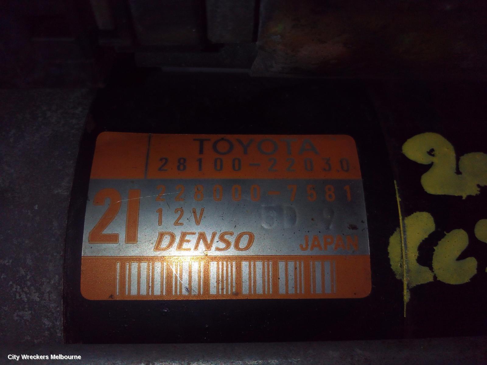 TOYOTA COROLLA STARTER, PETROL, 1.8, 1ZZ-FE, P/N 28100-22030, VIN JTD (0.8KW), JAPAN BUILT, ZZE122, 12/2001 - 04/2007