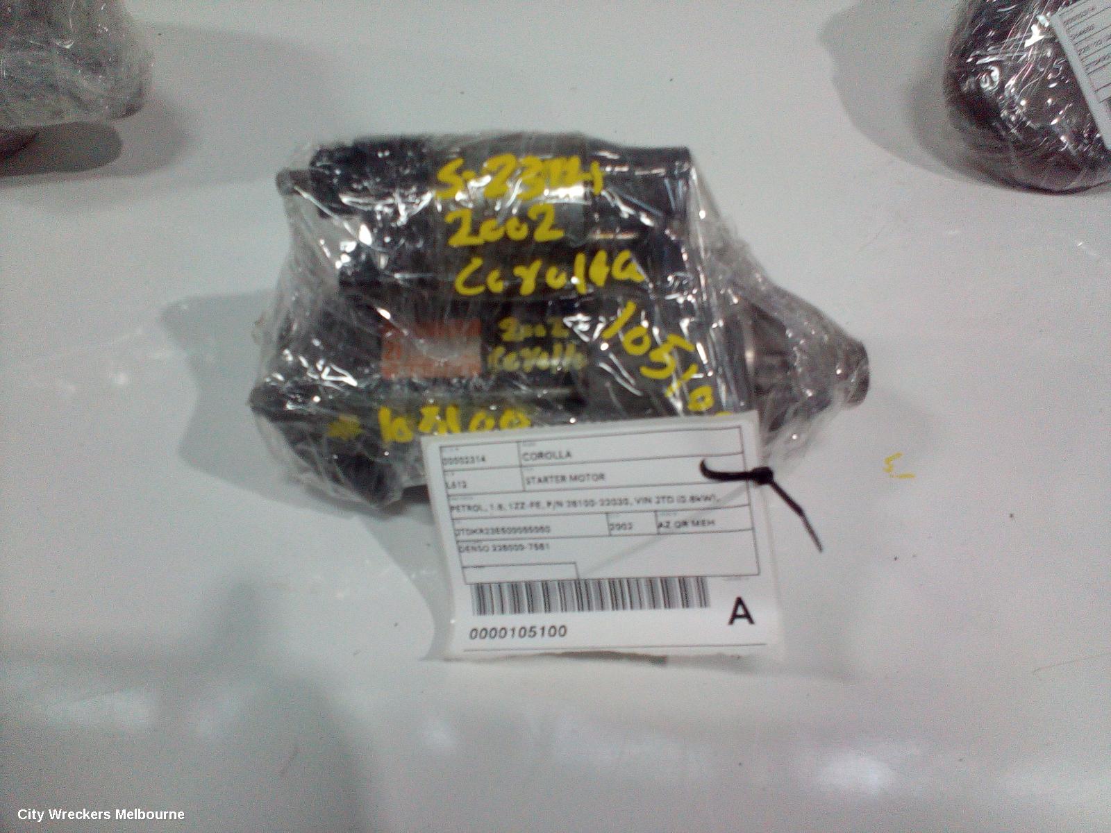 TOYOTA COROLLA STARTER, PETROL, 1.8, 1ZZ-FE, P/N 28100-22030, VIN JTD (0.8KW), JAPAN BUILT, ZZE122, 12/2001 - 04/2007