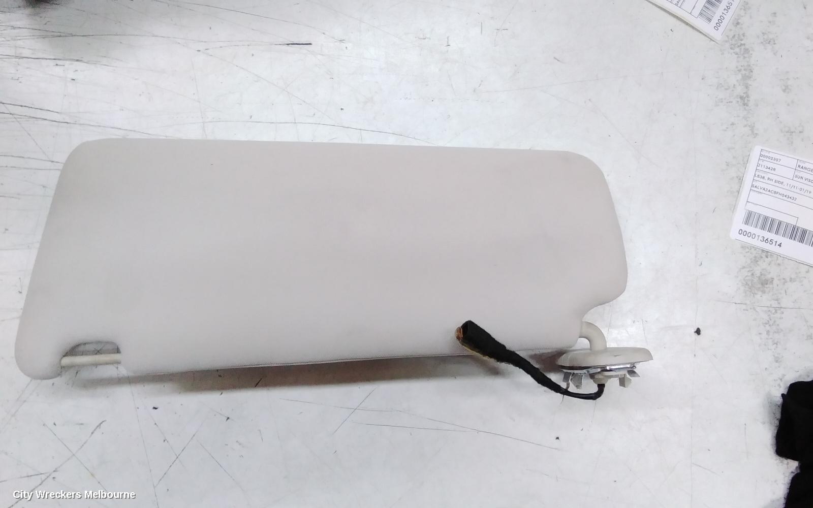 LAND ROVER RANGEROVER EVOQUE SUNVISOR, L538, RH SIDE, 11/2011 - 01/2019