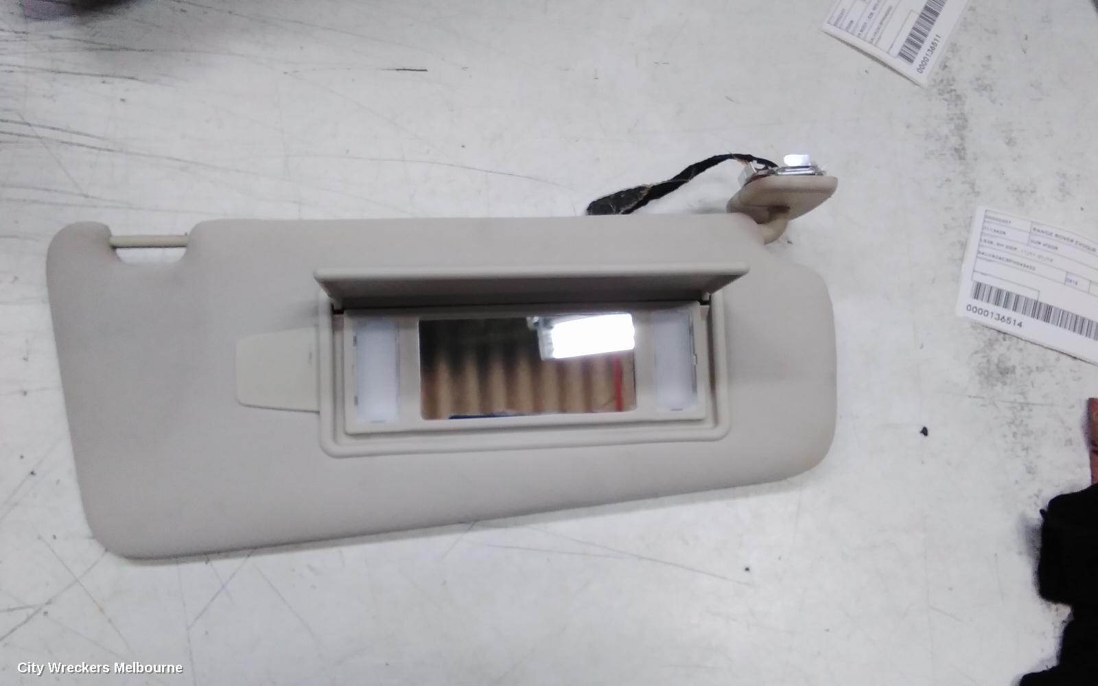 LAND ROVER RANGEROVER EVOQUE SUNVISOR, L538, RH SIDE, 11/2011 - 01/2019