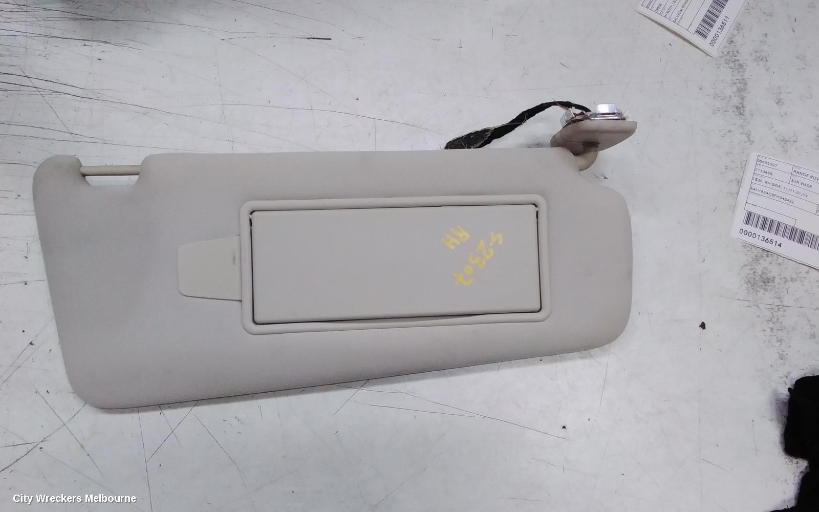 LAND ROVER RANGEROVER EVOQUE SUNVISOR, L538, RH SIDE, 11/2011 - 01/2019