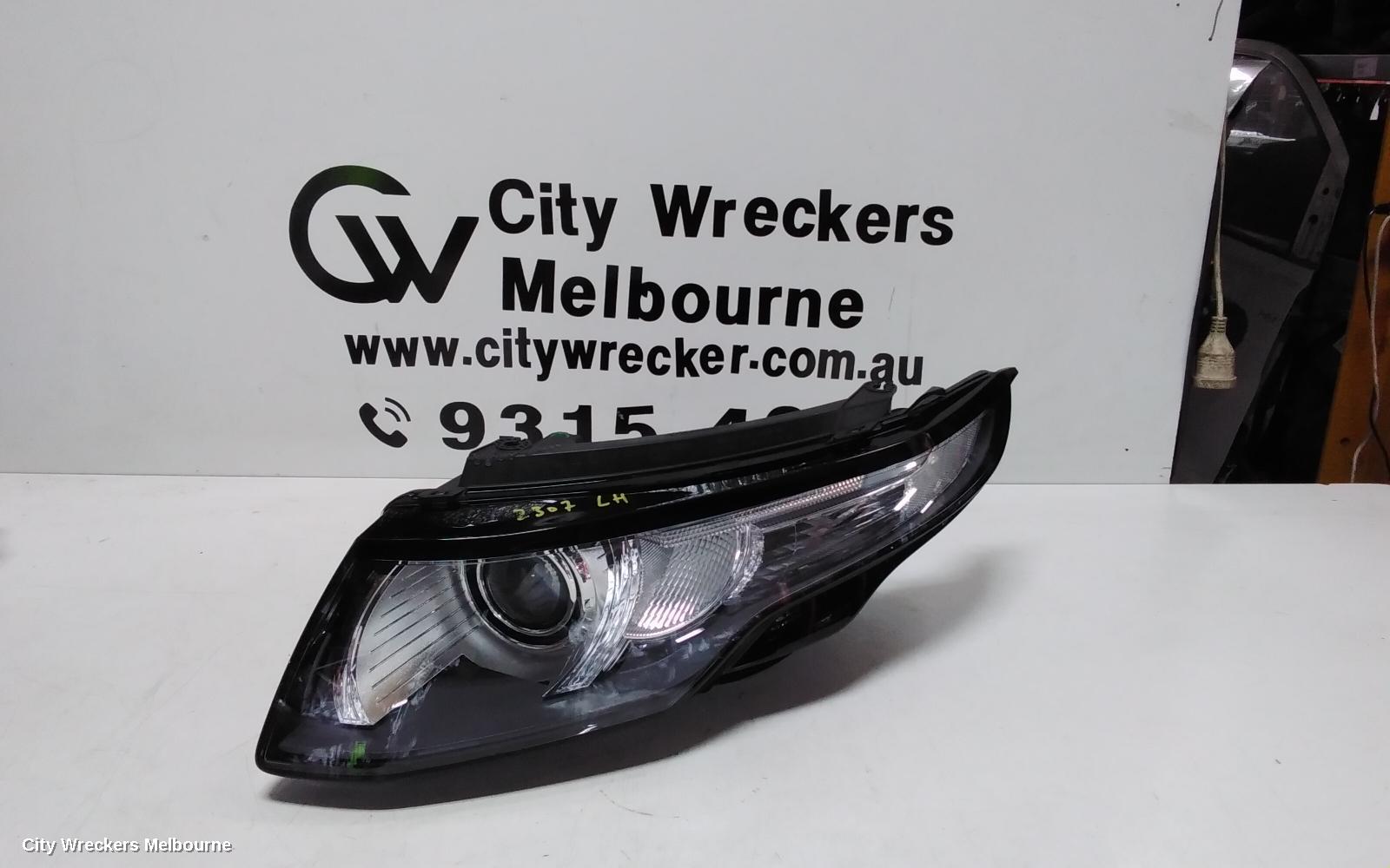 LAND ROVER RANGEROVER EVOQUE LEFT HEADLAMP, L538, HALOGEN TYPE, 11/2011 - 06/2015