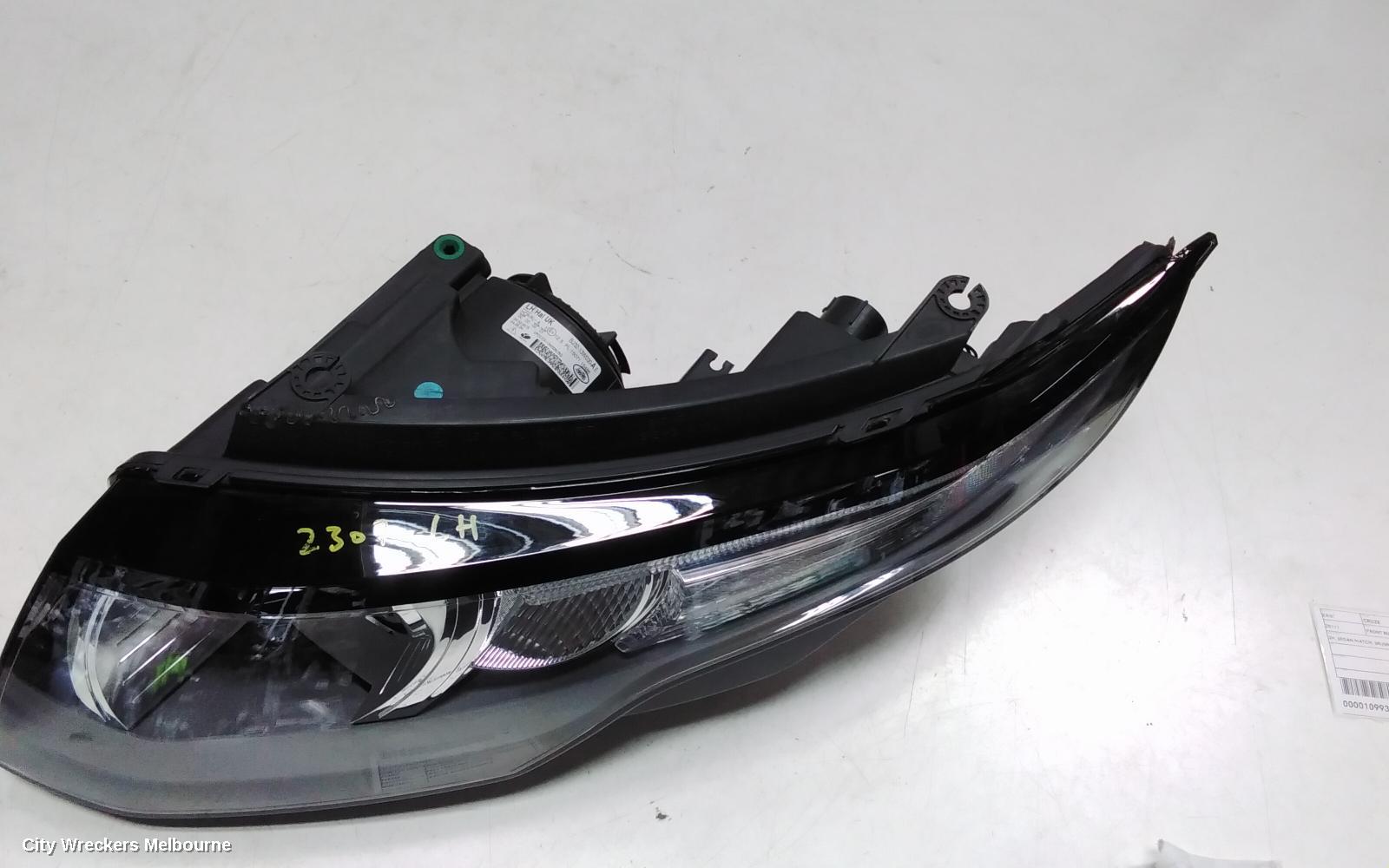 LAND ROVER RANGEROVER EVOQUE LEFT HEADLAMP, L538, HALOGEN TYPE, 11/2011 - 06/2015