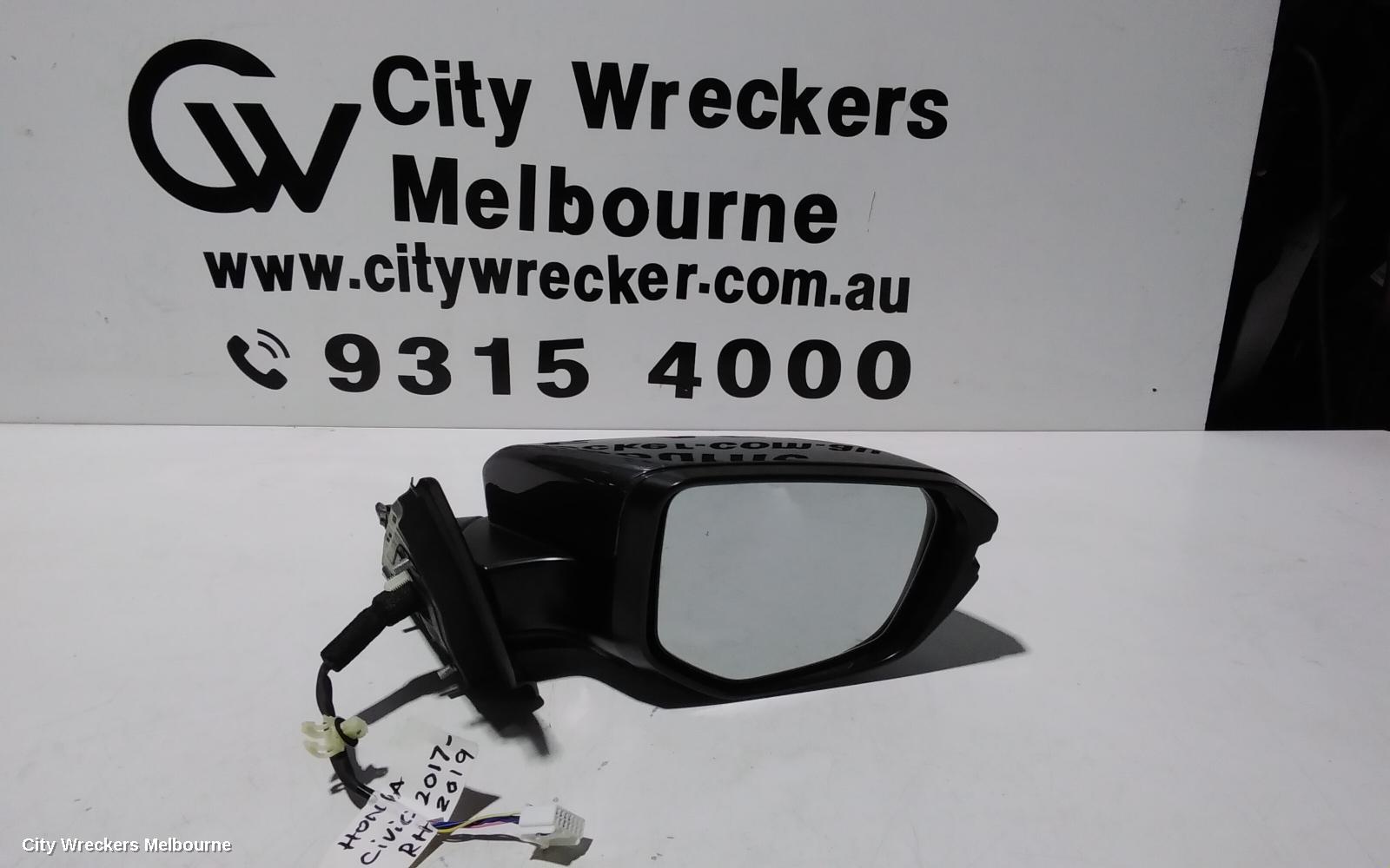 HONDA CIVIC RIGHT DOOR MIRROR, 10TH GEN, VTI-S, MANUAL FOLDING, W/ INDICATOR, 05/2016 - 08/2021