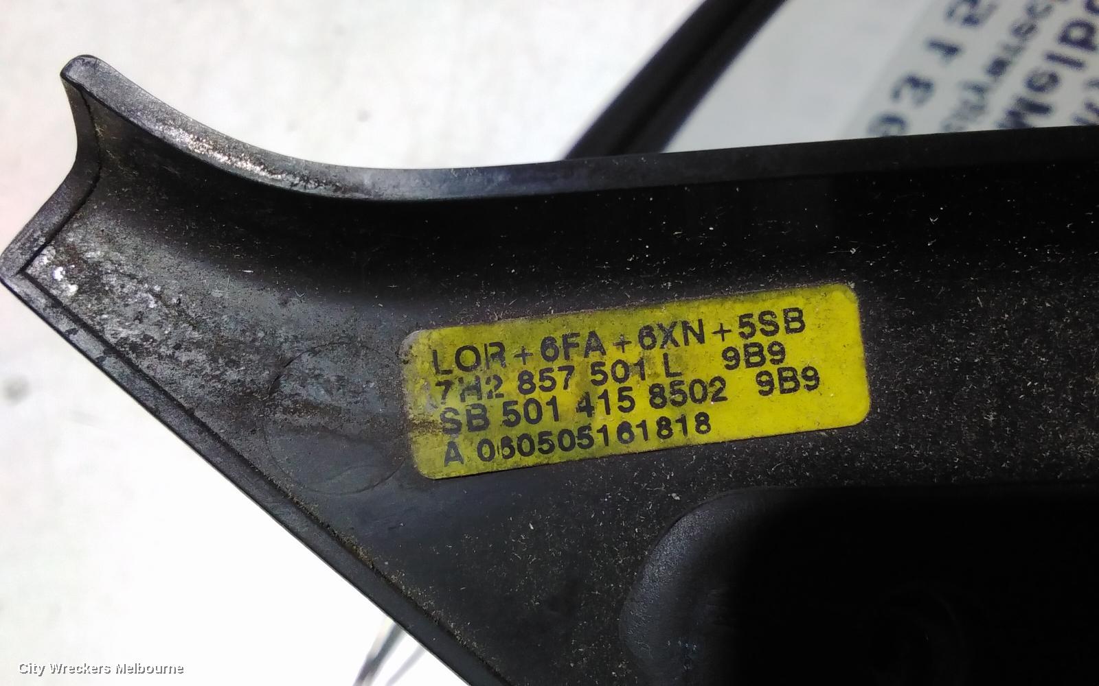 VOLKSWAGEN TRANSPORTER LEFT DOOR MIRROR, T5, VAN, BLACK, 12/2009 - 06/2015