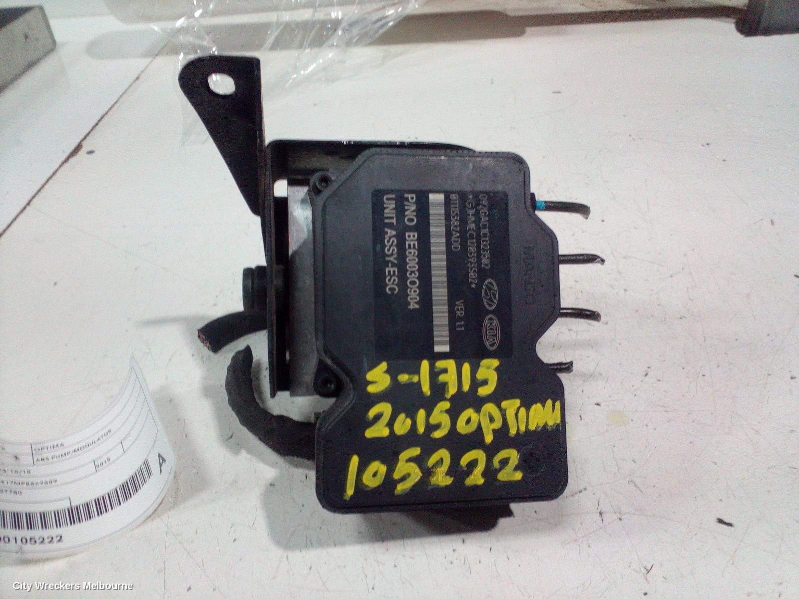 KIA OPTIMA ABS PUMP/MODULATOR, TF, 09/2013 - 10/2015