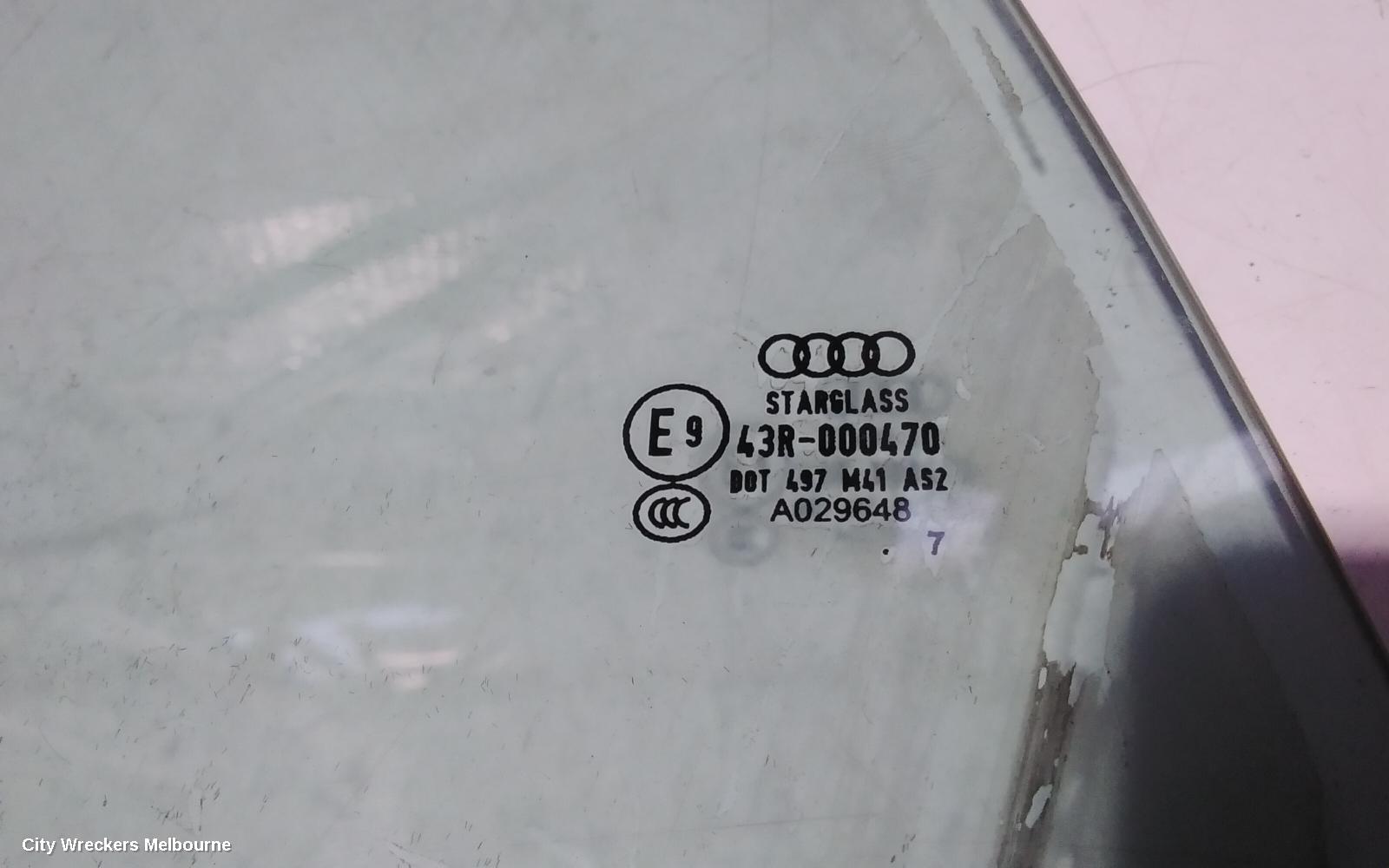 AUDI TT LEFT FRONT DOOR WINDOW, 8J, CABRIO, 03/2007 - 12/2014