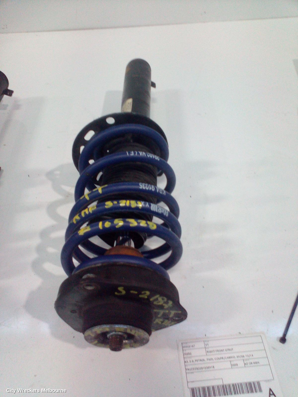 AUDI TT RIGHT FRONT STRUT, 8J, 2.0, PETROL, FWD, COUPE/CABRIO, 09/2006 - 12/2014