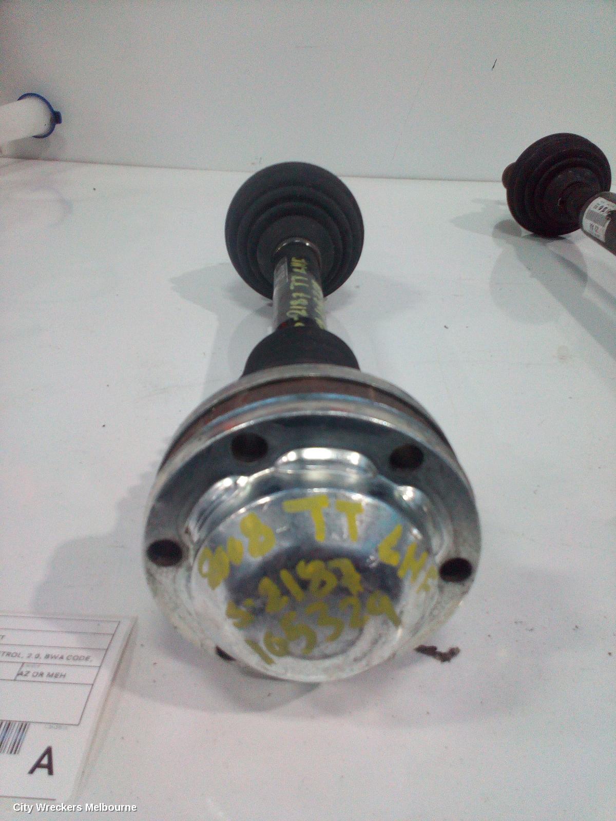AUDI TT LEFT DRIVESHAFT, FRONT, FWD, AUTO/MANUAL T/M, PETROL, 2.0, BWA CODE, 8J, 09/2006 - 08/2010