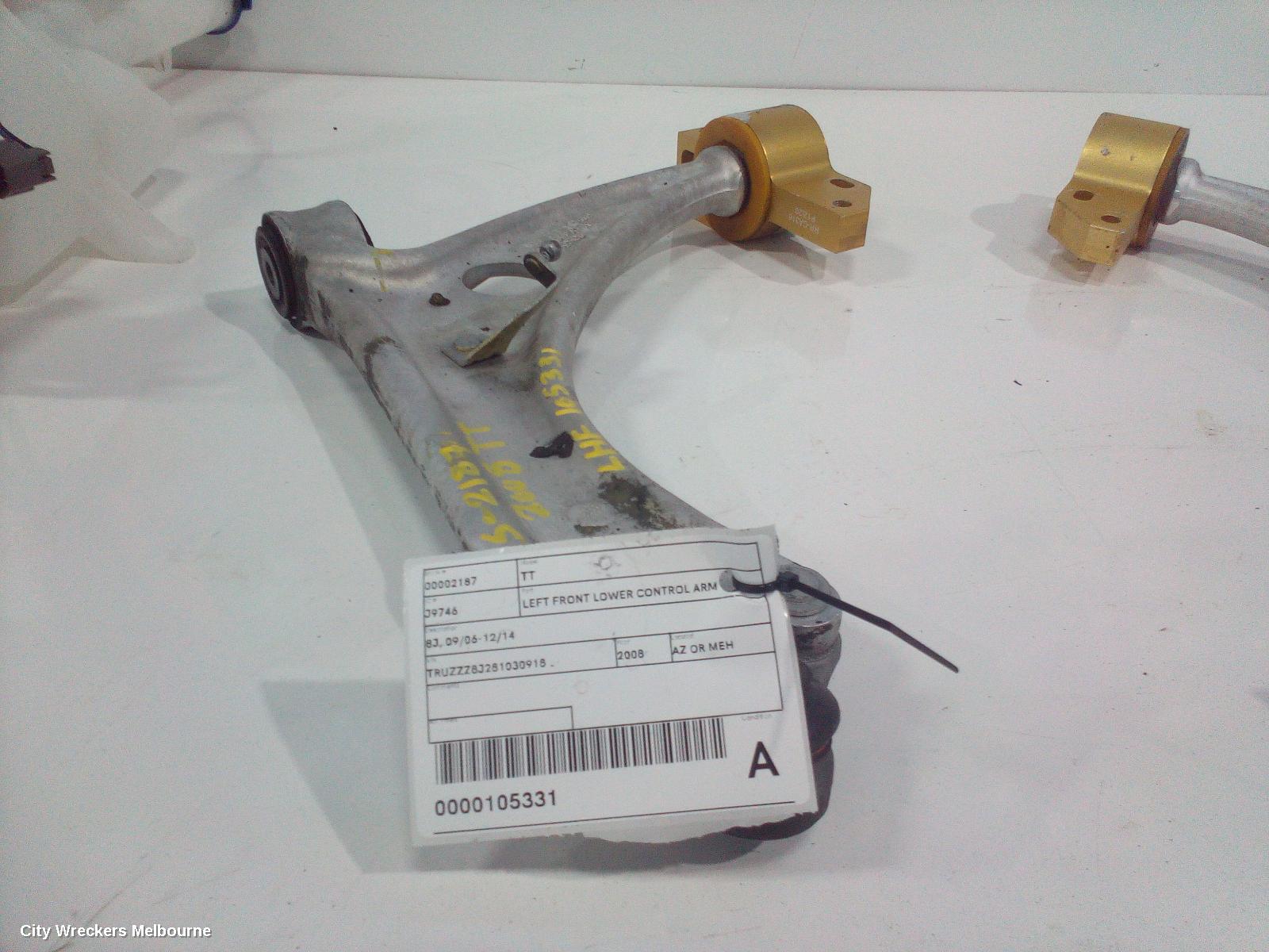 AUDI TT LEFT FRONT LOWER CONTROL ARM, 8J, 09/2006 - 12/2014