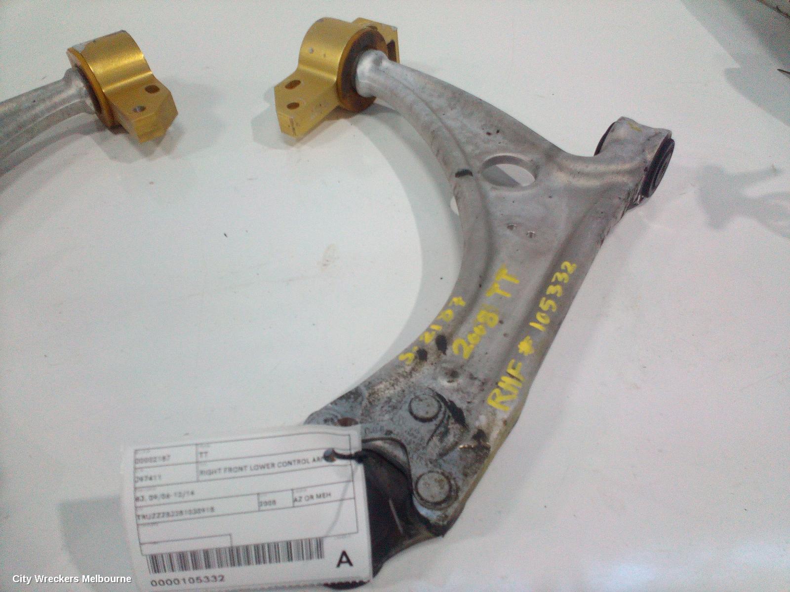 AUDI TT RIGHT FRONT LOWER CONTROL ARM, 8J, 09/2006 - 12/2014
