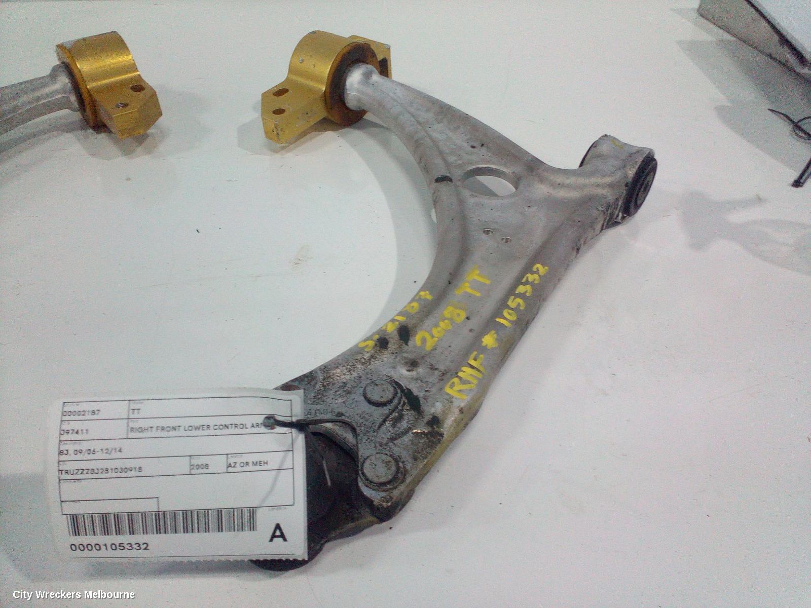 AUDI TT RIGHT FRONT LOWER CONTROL ARM, 8J, 09/2006 - 12/2014