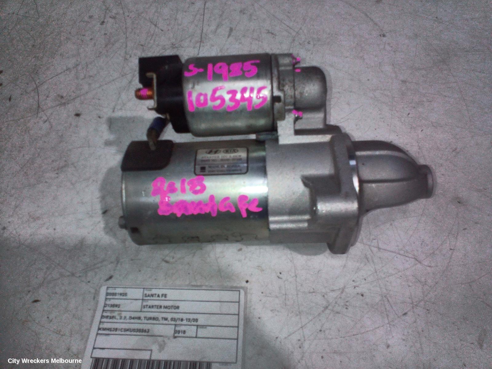 HYUNDAI SANTA FE STARTER, DIESEL, 2.2, D4HB, TURBO, TM, 03/2018 - 12/2020