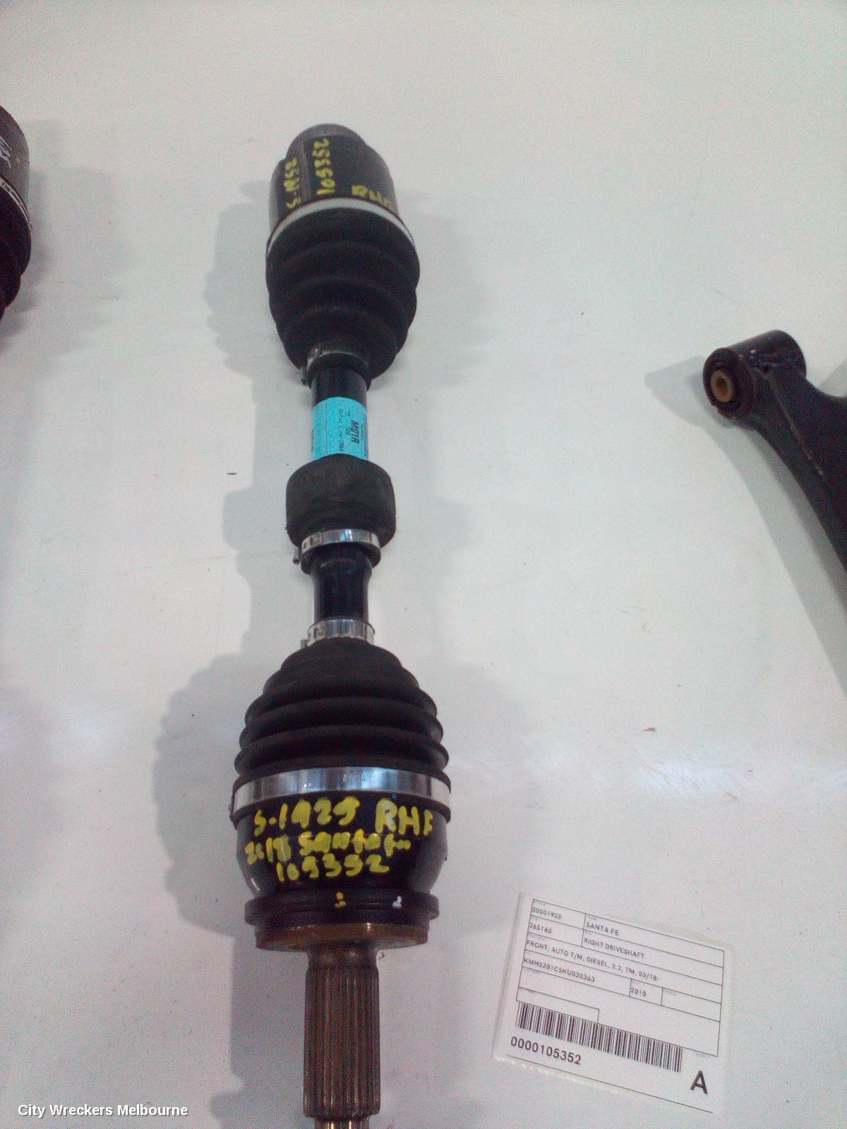 HYUNDAI SANTA FE RIGHT DRIVESHAFT, FRONT, AUTO T/M, DIESEL, 2.2, TM, 03/2018 ONWARDS
