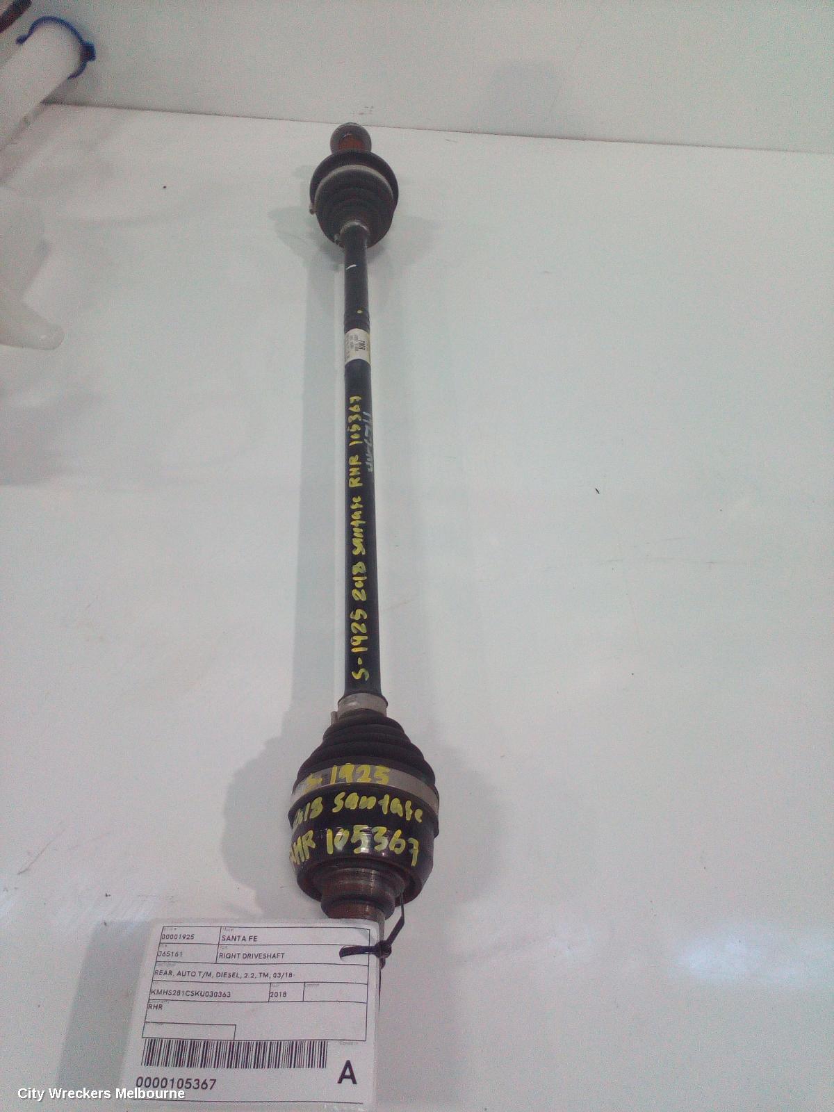 HYUNDAI SANTA FE RIGHT DRIVESHAFT, REAR, AUTO T/M, DIESEL, 2.2, TM, 03/2018 ONWARDS