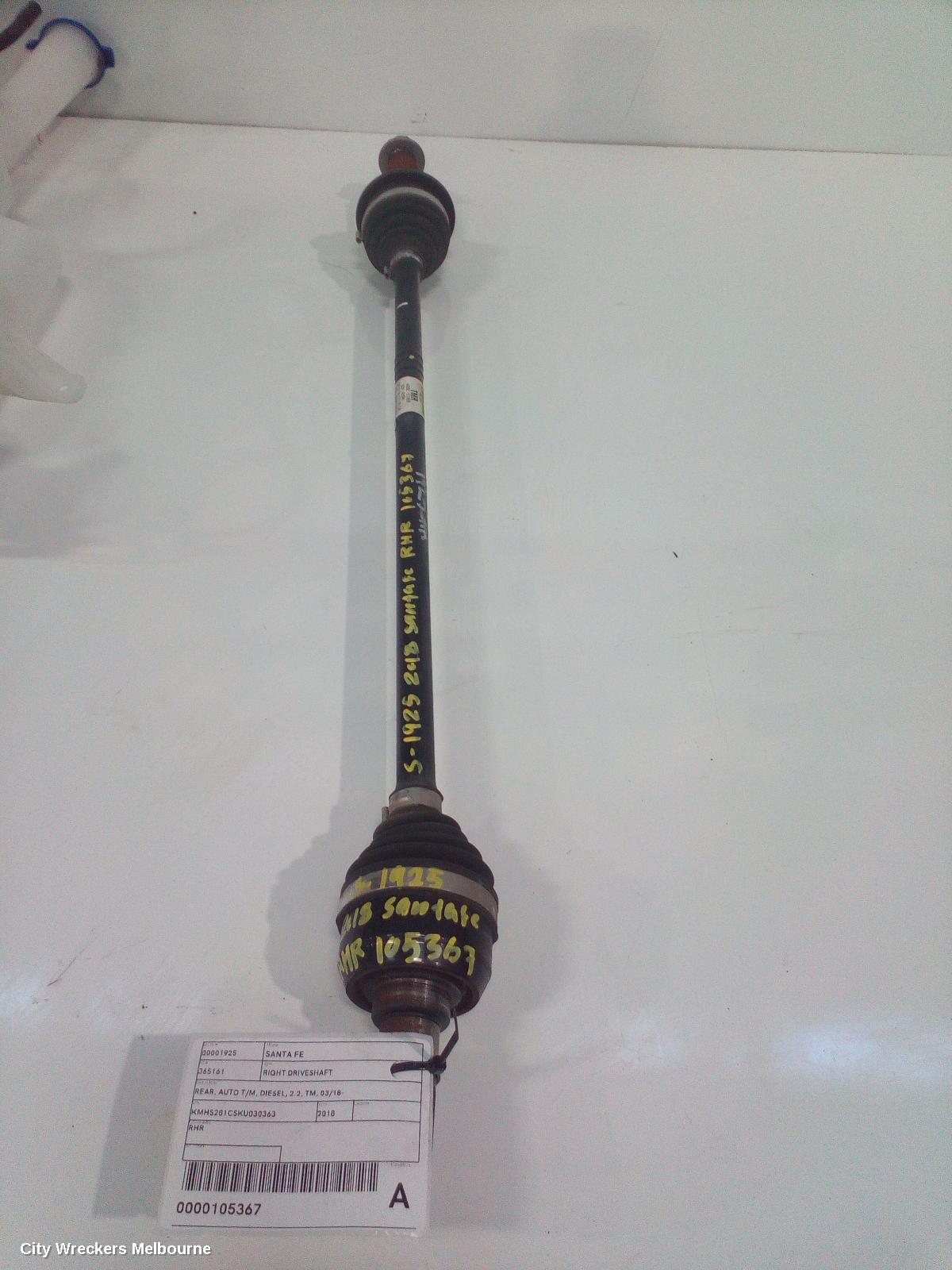 HYUNDAI SANTA FE RIGHT DRIVESHAFT, REAR, AUTO T/M, DIESEL, 2.2, TM, 03/2018 ONWARDS