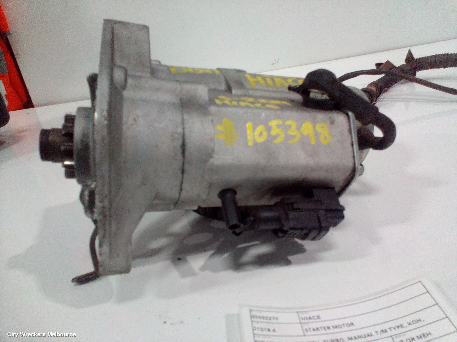 TOYOTA HIACE STARTER, DIESEL, 3.0, 1KD-FTV, TURBO, MANUAL T/M TYPE, KDH, 09/2006 - 04/2019