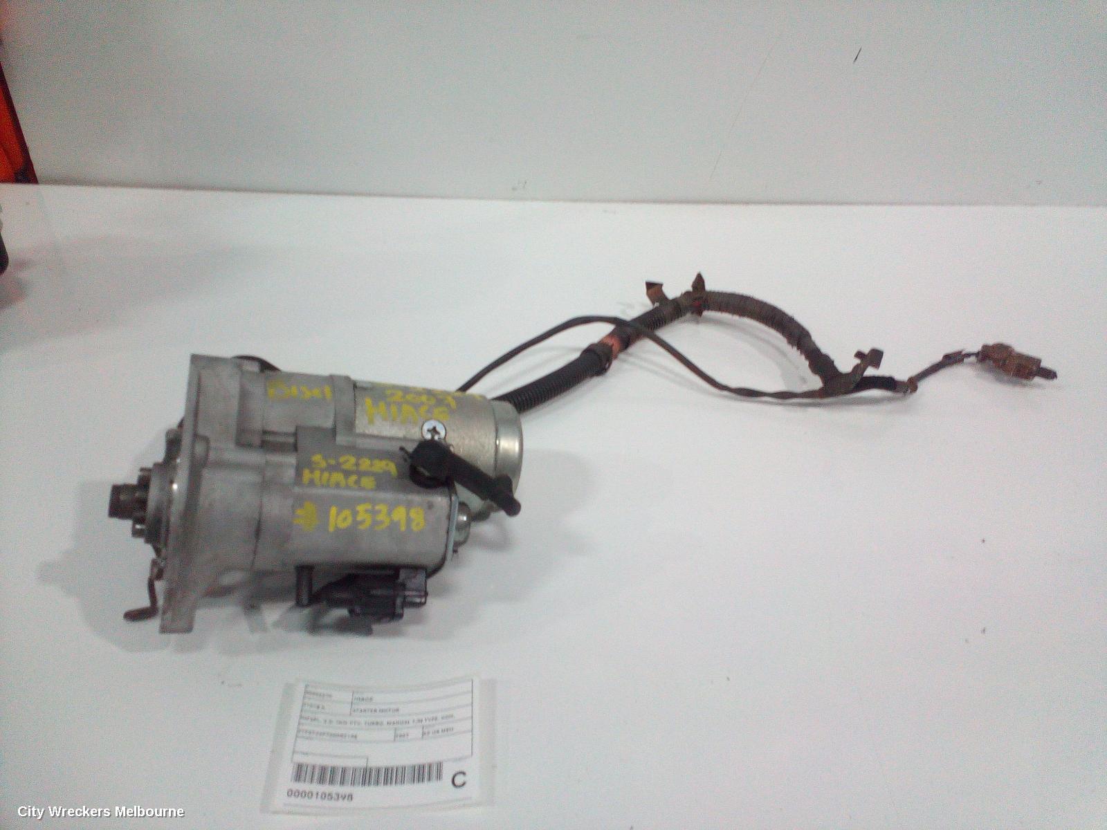 TOYOTA HIACE STARTER, DIESEL, 3.0, 1KD-FTV, TURBO, MANUAL T/M TYPE, KDH, 09/2006 - 04/2019