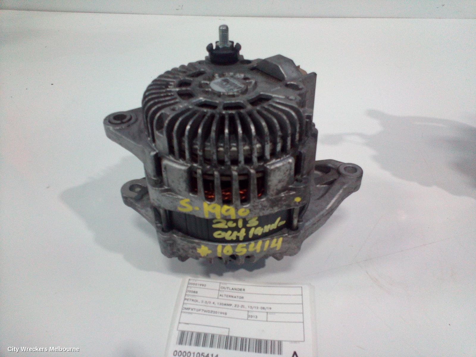 MITSUBISHI OUTLANDER ALTERNATOR, PETROL, 2.0/2.4, 130AMP, ZJ-ZL, 10/2012 - 08/2019