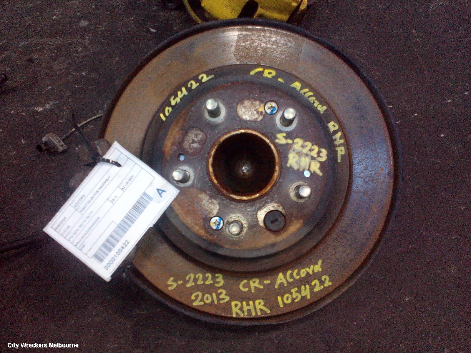 HONDA ACCORD RIGHT REAR HUB ASSEMBLY, 9TH GEN, 05/2013 - 08/2019