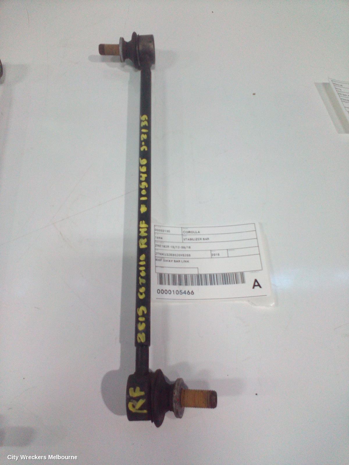 TOYOTA COROLLA STABILISER BAR, ZRE182R 10/2012 - 06/2018