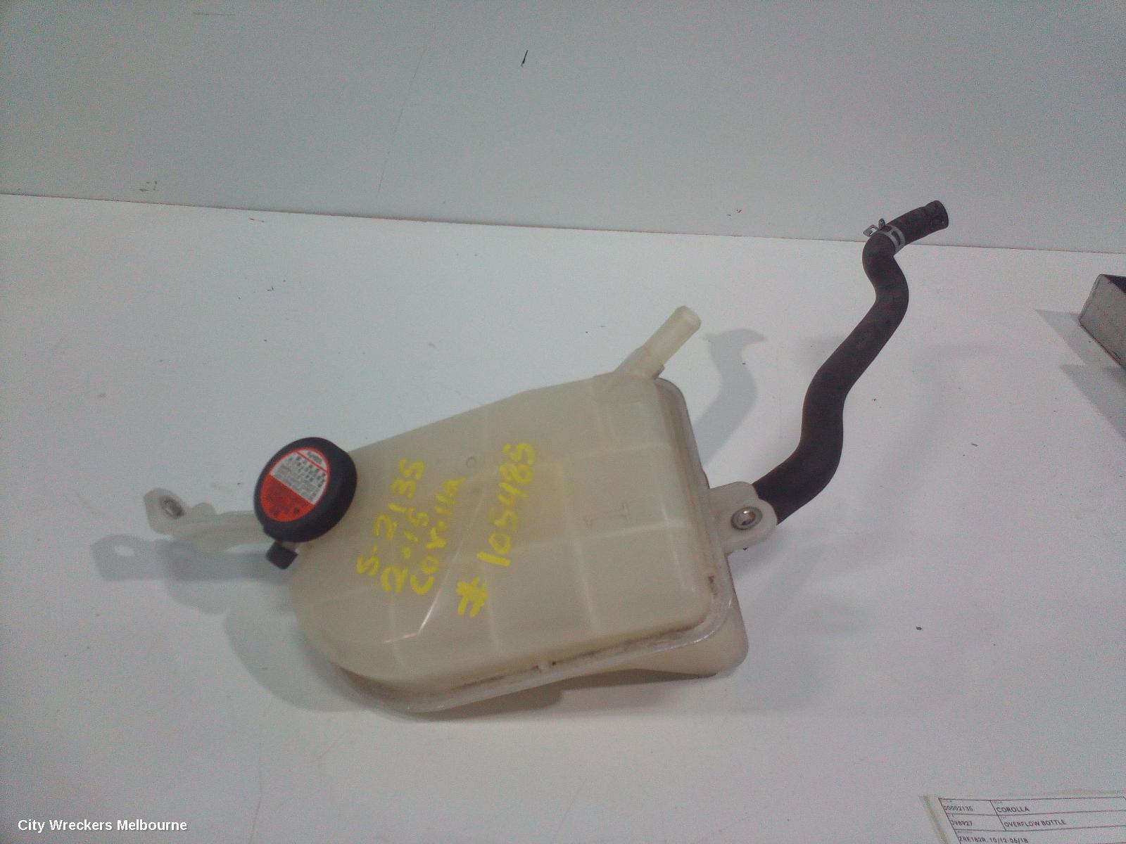 TOYOTA COROLLA OVERFLOW BOTTLE, ZRE182R, 10/2012 - 06/2018