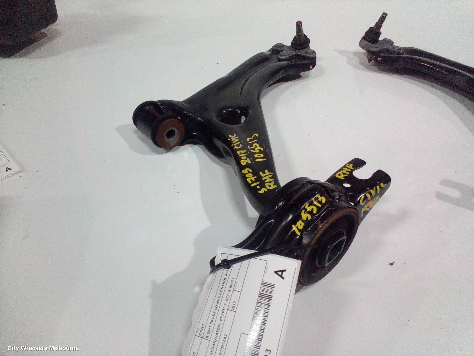 HONDA CIVIC RIGHT FRONT LOWER CONTROL ARM, 10TH GEN, SEDAN/HATCH, VTI/VTI-S, 05/2016 - 08/2021